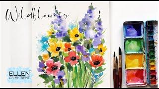 Loose Watercolor Flowers/Wildflowers / Easy for beginners/ Step by step tutorial