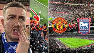 MAN UNITED VS IPSWICH TOWN | 3-2 | CRAZY AWAY END NOISE & FAN STORMS PITCH AS UNITED SCORE WINNER!!!