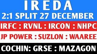 IREDA SHARE NEWS  SJVN GOOD NEWS | JP POWER SHARE | IRFC SHARE NEWS | BONUS WAAREE RENEWABLES