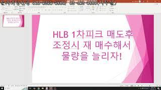HLB 1차피크시 매도후 조정시 재 매수해서 물량을 늘리자! 시황점검.
