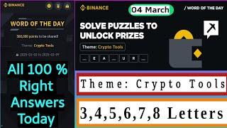 Wodl 04 March | Theme Crypto Tools Wotd | Binance word of the day | Wodl answer today