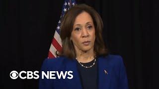 Kamala Harris reacts to Trump saying he'll protect women "whether the women like it or not"