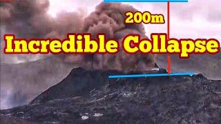 Huge Dust Cloud: Incredible Collapse Of North Wall/ Iceland Fagradalsfjall Geldingadalir Volcano