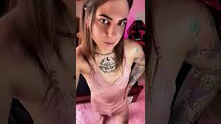 Beautiful trans girl Emma Ink wearing sexy pajamas after shower