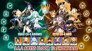 Xiao Xianyun C6 4 Anemo & Itto Navia C6 4 Geo : 5.1.2 Abyss Showcase | Highest 3.7M HP Boss