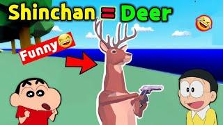 Shinchan and Nobita Become Deer  || Ye Kaisa Deer Hai !!  || Funniest Game ever || Deer Simulator