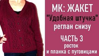 МК: ЖАКЕТ «Удобная штучка»/ Реглан снизу/ ЧАСТЬ 3: Росток и планка с пуговицами