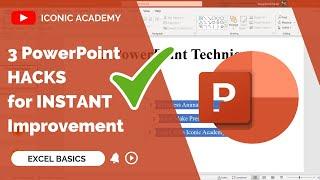 3 PowerPoint HACKS for INSTANT Improvement (incl. Morph between Shapes) || ICONIC ACADEMY