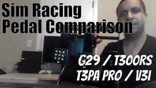 Sim Racing Pedal Comparison - Logitech G29 / Thrustmaster T300RS and T3PA / Fanatec V3 Inverted