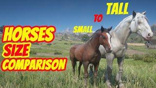 RED DEAD REDEMPTION 2 ONLINE - SMALLEST TO TALLEST HORSE. comparison side by side all breads