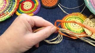 Craft School Oz - Starting a circle for a coiled basket using a magic circle.