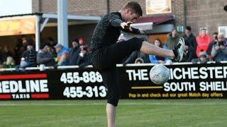World-record holding football freestyler John Farnworth performs at Mariners Park