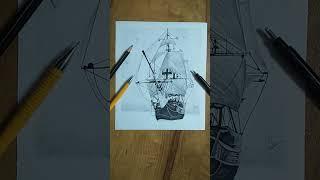 drawing a ship inspired by ‘ sourov joshi arts ’ like share subscribe for more