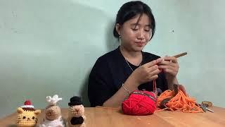 I will guide you step by step to knit a basket out of red wool Part 1