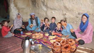 Big Family Cooks Donauts în peșteră, Rețetă foarte delicioasă și frumoasă, Viața satului Afganistan