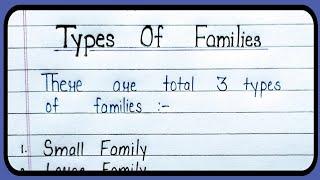 Types of families: small family, large family and joint family