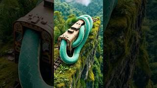 Nature Exploration | Travel Discovered | Train vs Green Python #shorts #wow #amazon