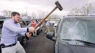 Car windows are surprisingly hard to break. (Traffic BTS)