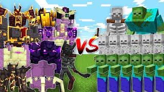 NETHER and END BOSSES vs ZOMBIE and SKELETON ALLIANCE - Minecraft Mob Battle