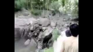 Flash flood, debris flow, and moving boulders in Hyderabad, Hunza, Pakistan