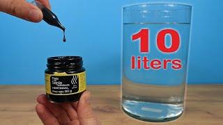 How many drops of Cuttlefish ink will color 10 liters of water? Experiment!