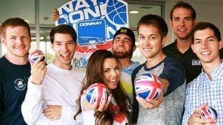 DUDE PERFECT - BASKETBALL HOTEL DROP SHOT w/ Missglamorazzi, and Luke Conard!