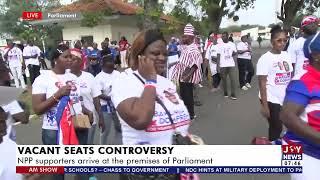 Vacant Seat Controversy: NPP supporters arrive at the premises of Parliament