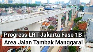 tiang pilar LRT jakarta fase 1 b sudah semakin banyak terpasang area jalan tambak arah manggarai