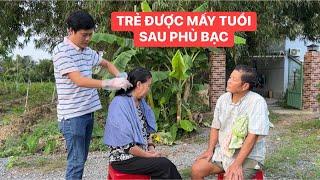 Khương Dừa tự tay phủ bạc tóc cho cha mẹ, ông bà vui mừng vì trẻ được mấy tuổi