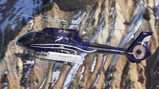 Airbus Helicopters H130 (EC130T2) landing & takeoff at Courchevel altiport | avgeek