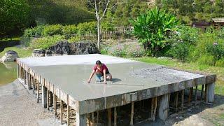 Two Sisters Build a House on a Lake - Making Concrete Floors With 200% Effort, Part 2