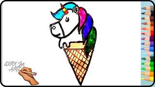 How to draw unicorn icecream | Как нарисовать мороженое единорога | DFK Jes ART