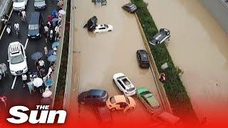 Drone video shows scale of China floods damage