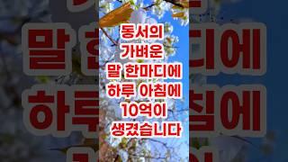 동서의 가벼운 말한미디에 하루 아침에 10억이 생겼습니다