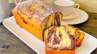 Juicy marble cake recipe in the loaf pan, baked quickly and easily