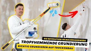 Grundierung ohne Tropfen? TROPFHEMMENDE GRUNDIERUNG im Test an TROCKENBAU WAND