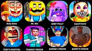 ROBLOX:Mega Escape Squid Game,Escape From Mr.Mix,THANOS' PRISON RUN,Escape Baby Bebo,TOBY'S HOSPITAL