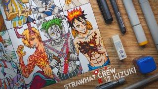 Drawing STRAWHAT CREW & Co. as 12 KIZUKI| ONEPIECE x KIMETSU NO YAIBA/DEMON SLAYER 鬼滅の刃