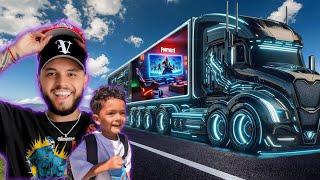 I Picked Up My Son from his FIRST DAY of School in My Semi Truck & Surprised him w/ This!!