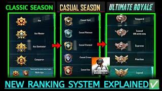 NEW RANKING SYSTEM BGMI & PUBG MOBILE / CLASSIC SEASON / CASUAL SEASON / ULTIMATE ROYALE PUBG REWARD