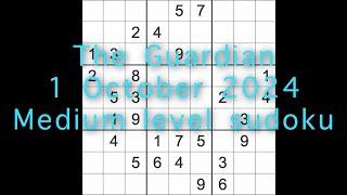 Sudoku solution – The Guardian 1 October 2024 Medium level