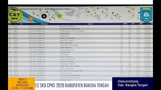 LIVE HASIL CAT SKD CPNS 2020 SESI 2  (25/02/2020) KAB. BANGKA TENGAH