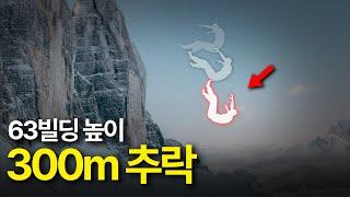 발을 헛디뎌 알래스카 산에서 수직으로 떨어진 등반가
