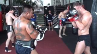 Muay Thai pad work at Elite Fight Club Bangkok-Wergi