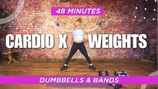 Dumbbell & Band Full Body Workout: Strength, Cardio & Core | Home Friendly!