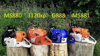 Stihl MS 881, Husqvarna 3120xp, Stihl MS 880 and FarmerTec G888 - fun with my 120cc class chainsaws!