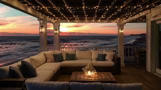 Relaxing & Cozy Beach House Sunset Ambience with Ocean Waves Sounds