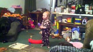 Charlotte dancing to The Big Bang Theory