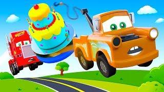 A Funny Story with Mcqueen Cars Friends Tow Truck, Mack Truck Cars: Birthday Big Cake for McQueen