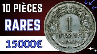 10 Pièces Françaises de 1 Franc Rares et Chères de l'époque moderne de FRANCE !